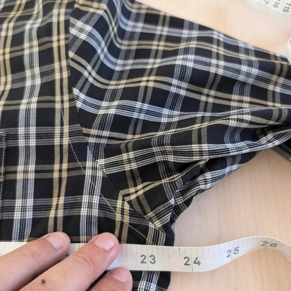 New! EDDIE BAUER black white and  gold plaid shirt - Picture 9 of 11